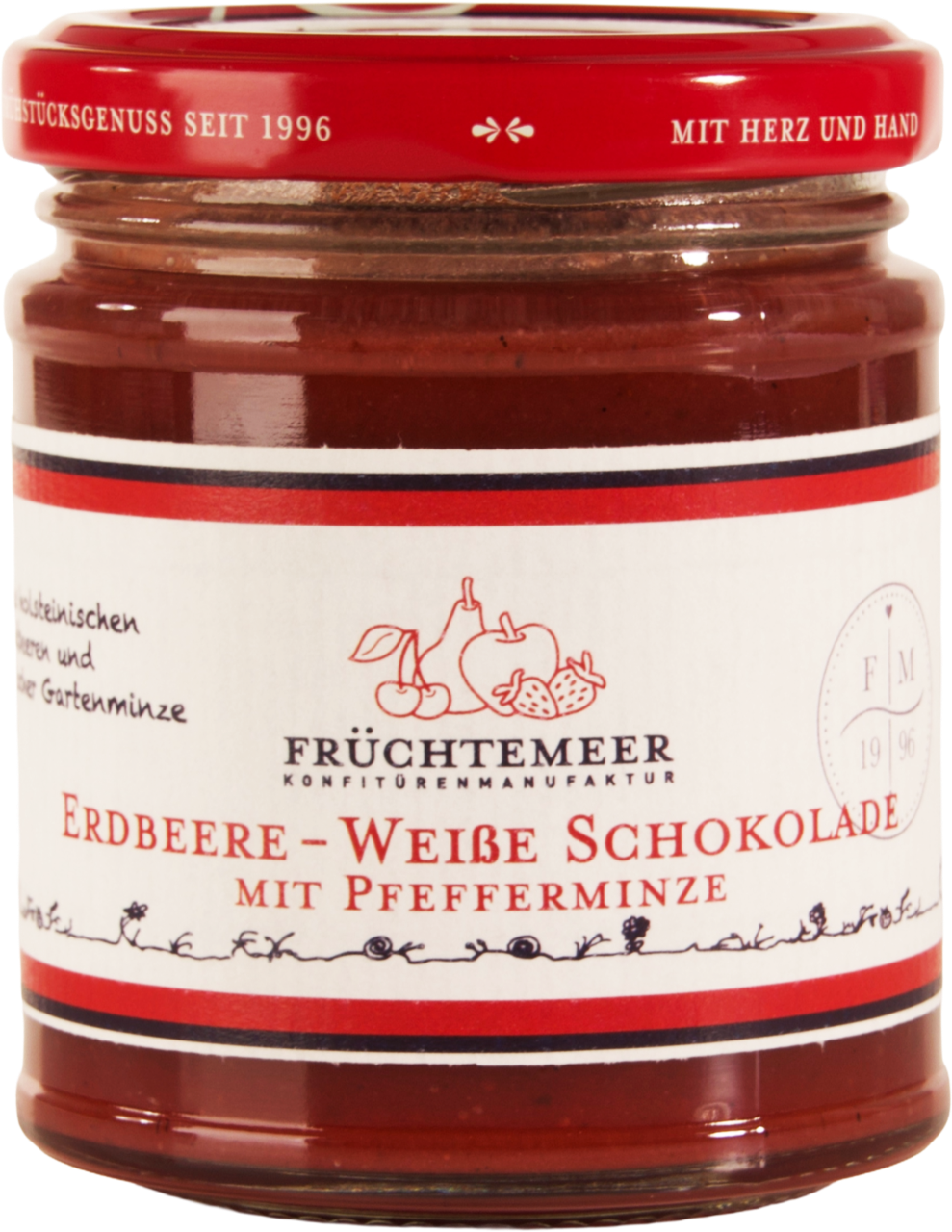 Erdbeere - weiße Schokolade - Minze Fruchtaufstrich