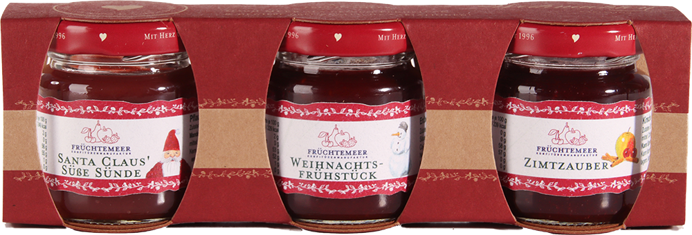 3er Set weihnachtliche Fruchtaufstriche Variation 1